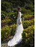 One Sleeve Crepe High Slit Wedding Dress